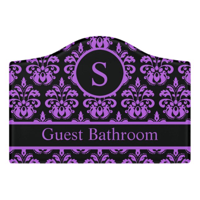 Monogrammed guest bathroom door sign (Small Crest Front)