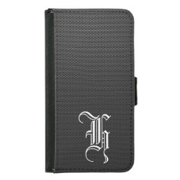 Monogrammed H Faux Carbon Fiber OtterBox iPhone   Samsung Galaxy S5 Wallet Case