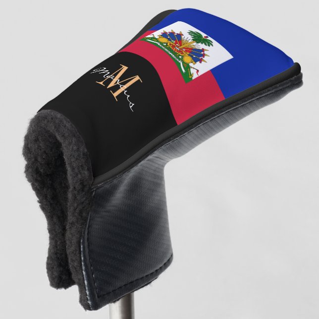 Monogrammed & Haiti Flag Golf Clubs Covers  (3/4 Front)