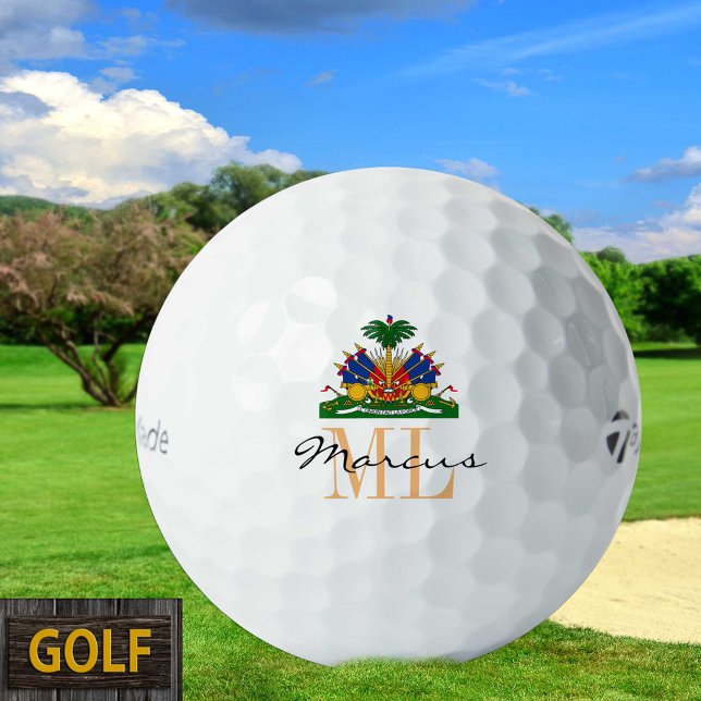 Monogrammed Haitian Flag, Emblem & Haiti Golf Ball (Creator Uploaded)