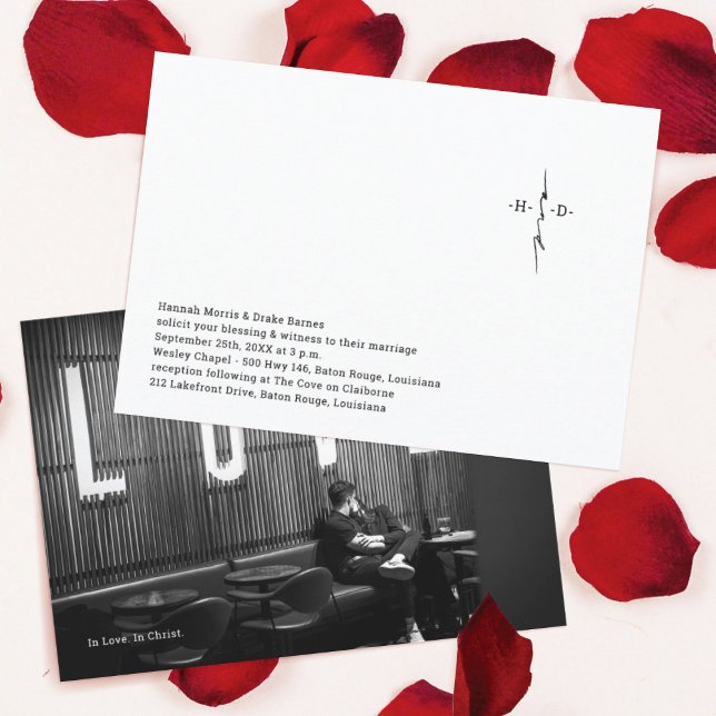 Monogrammed Hand Lettered Chic Cross Wedding Invitation (Creator Uploaded)