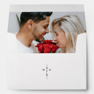 Monogrammed Hand Lettered Photo Wedding Invitation Envelope
