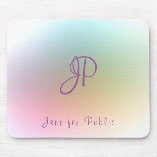 Monogrammed Handwritten Script Colorful Template Mouse Pad