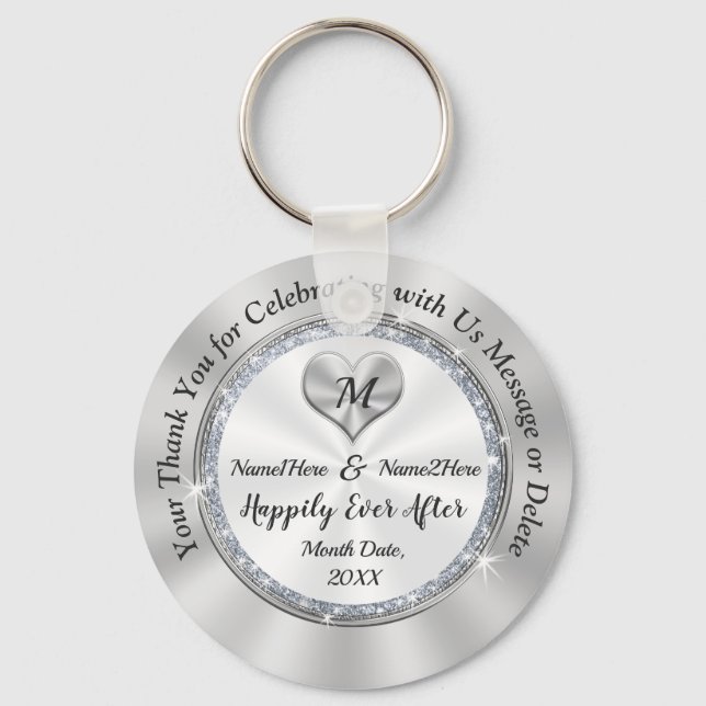 Monogrammed Happily Ever After Wedding Favors Keychain (Front)