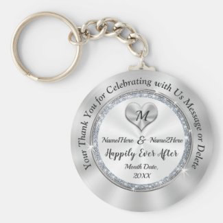 Monogrammed Happily Ever After Wedding Favors Keychain