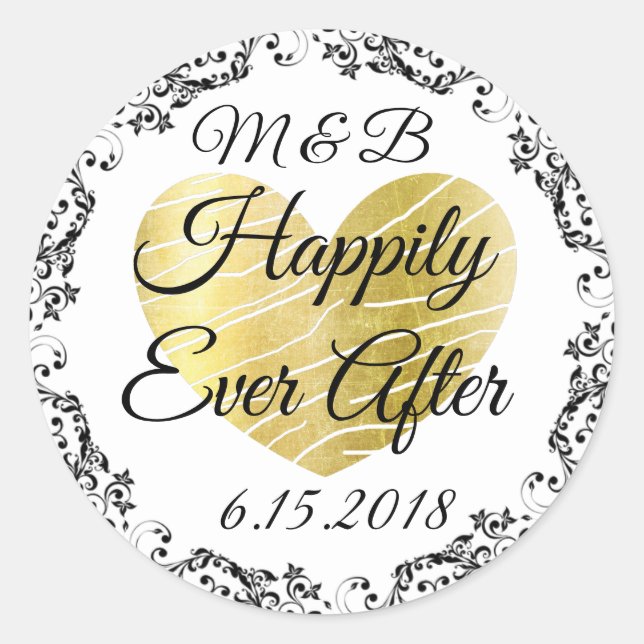 Monogrammed Happily Ever After Wedding Stickers (Front)