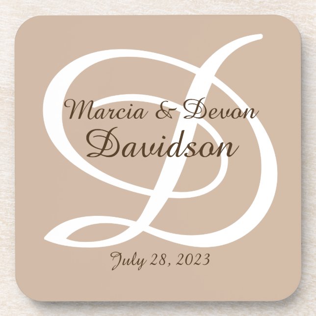 Monogrammed hard plastic coasters (Front)