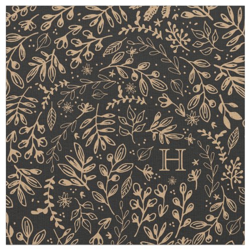 Monogrammed  Harvest Flowers Fabric