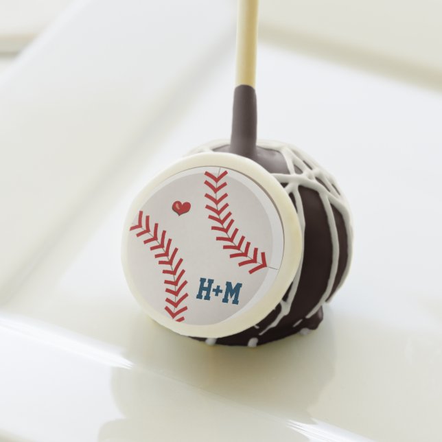 MONOGRAMMED HEART BASEBALL CAKE POPS (Front Insitu)
