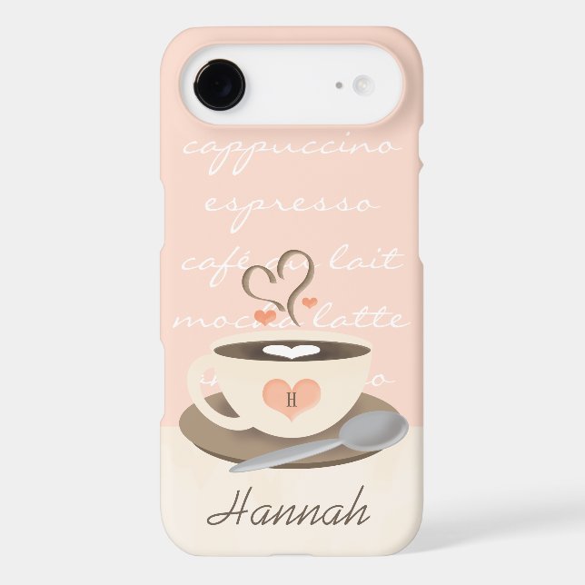 Monogrammed Heart Coffe Cup Case-Mate iPhone Case (Back)