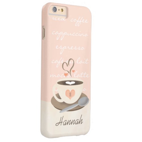 Monogrammed Heart Coffe Cup Barely There iPhone 6 Plus Case