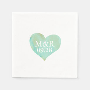 monogrammed heart wedding paper napkins