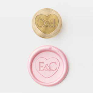 Monogrammed Heart with Pink Wax Seal Stamp