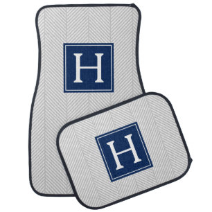 Monogrammed Herringbone Pattern Car Mat