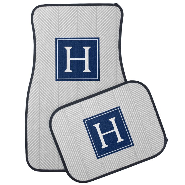 Monogrammed Herringbone Pattern Car Mat (Set)