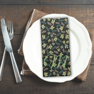 Monogrammed Holly Christmas Holiday Cloth Napkin