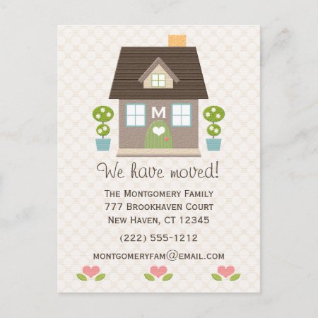 Monogrammed Home Moving Announcement Postcard