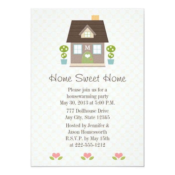 Monogrammed Home Sweet Home Housewarming Party Invitation
