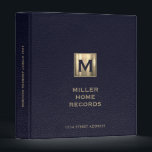 Monogrammed Homeowner Records Binder<br><div class="desc">Keep all of your important homeowner records organized and in one place with this personalized binder. The cover features a customizable monogram initial, name and address in classic typography on a rich blue leather print background. This binder is perfect for homeowners looking to keep track of home improvement projects, maintenance...</div>