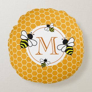 Monogrammed Honeycomb Pattern with Bees
