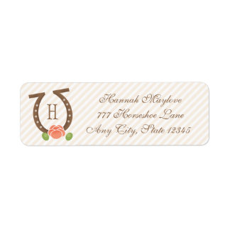 MONOGRAMMED HORSESHOE AND ROSE RETURN ADDRESS LABEL