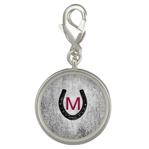 Monogrammed Horseshoe in Black and Gray Charm