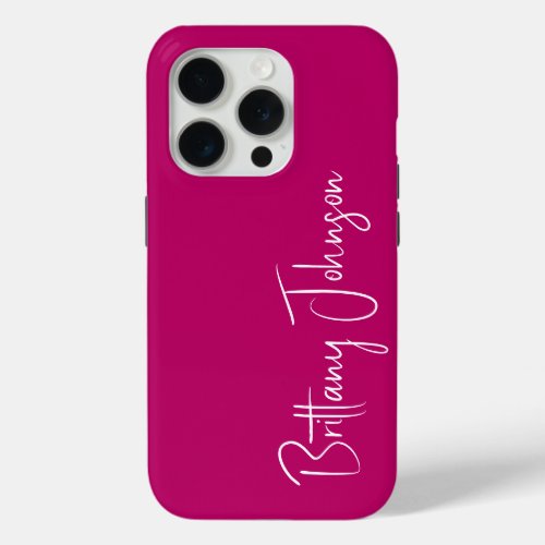 Monogrammed Hot Pink iPhone 15 Pro Case