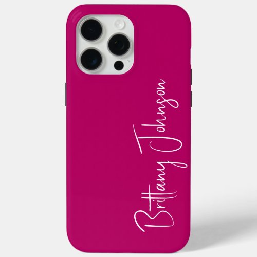 Monogrammed Hot Pink iPhone 15 Pro Max Case