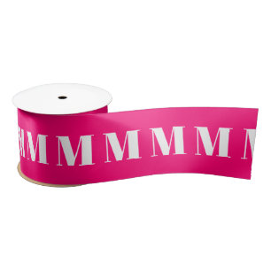 Monogrammed hot pink fuchsia custom initial number satin ribbon