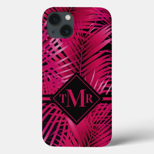 Monogrammed Hot Pink Palm iPhone 13 Case