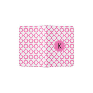 Monogrammed Hot Pink Quatrefoil Pattern Passport Holder