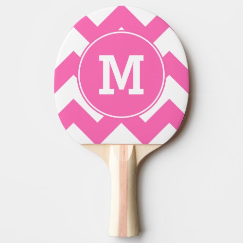 Monogrammed Hot Pink Zigzag Pattern Ping Pong Paddle