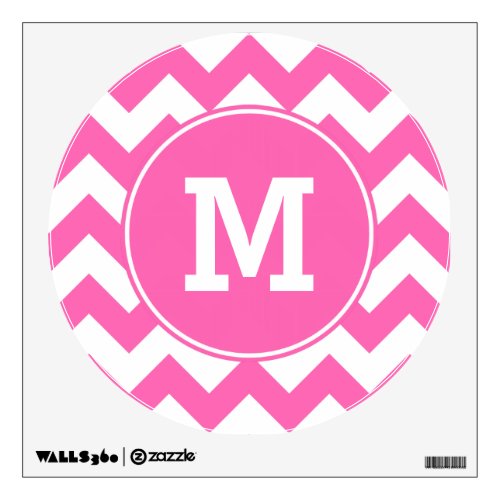 Monogrammed Hot Pink Zigzag Pattern Wall Decal