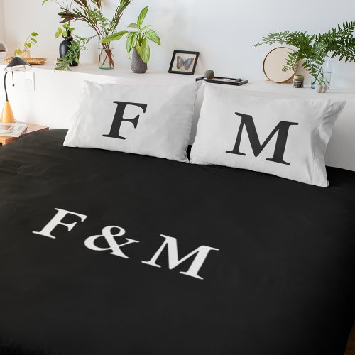  Monogrammed Hotel Chic Reversible Black  White Accent Pillow