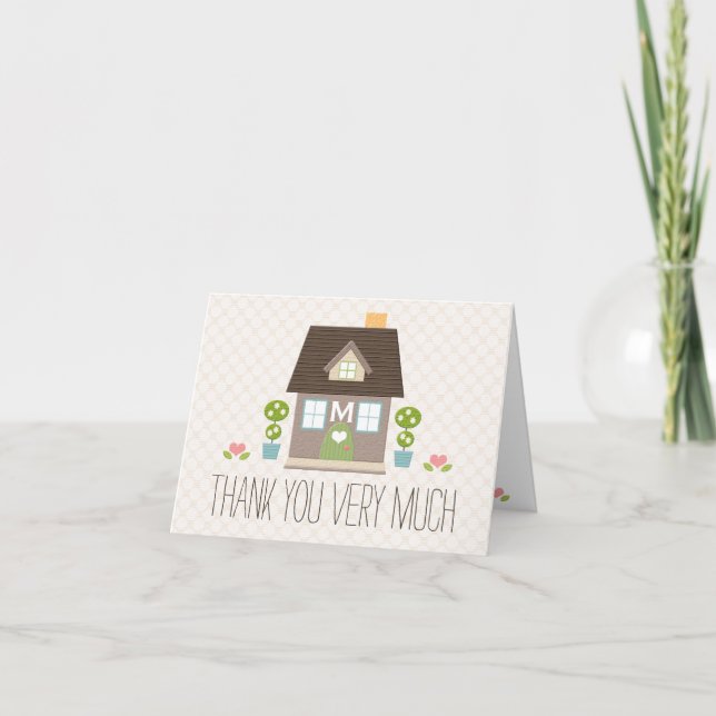 Monogrammed House Warming Thank You Card (Front)