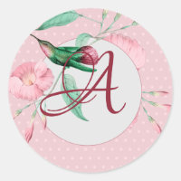 Monogrammed Hummingbird Pink Mint Floral Gift Tags