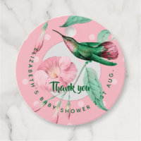 Monogrammed Hummingbird Pink Mint Floral Gift Tags