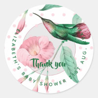 Monogrammed Hummingbird Pink Mint Floral Gift Tags