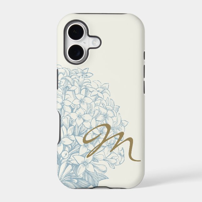 Monogrammed Hydrangea Iphone Case (Back)