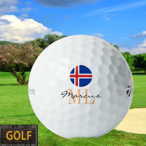 Monogrammed Icelandic Flag  Iceland Golf Balls