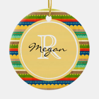 Monogrammed Indian Blanket Ceramic Ornament