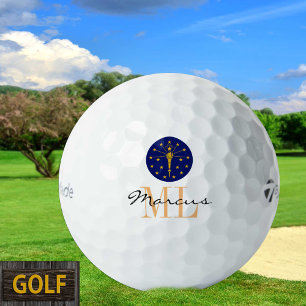 Monogrammed Indiana Flag & Indiana, USA Golf Balls