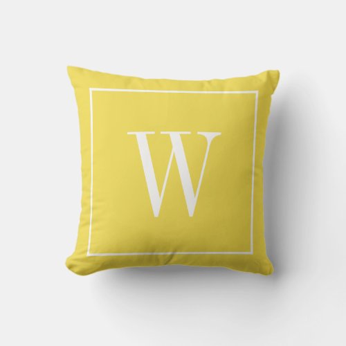 Monogrammed Inital Modern Trendy Yellow White Throw Pillow