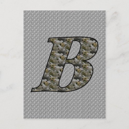 Monogrammed Initial B Hydrangea Floral Postcard