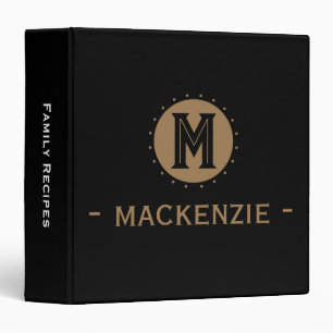 Monogrammed Initial black  3 Ring Binder