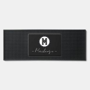 Monogrammed Initial black and white Bar Mat