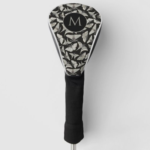 Monogrammed Initial Black Beige Moth Bug Golf Head Cover