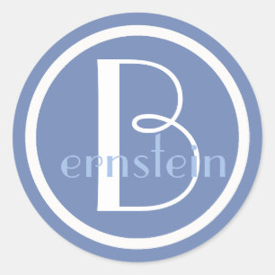 Monogrammed Initial Blue and White Letter Sticker