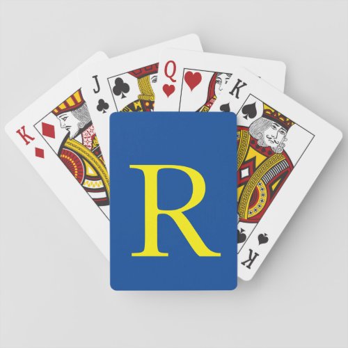 Monogrammed Initial Blue Yellow Colorful Classy Poker Cards