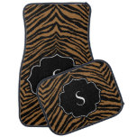 Monogrammed Initial Brown Black Zebra/Tiger Print Car Floor Mat